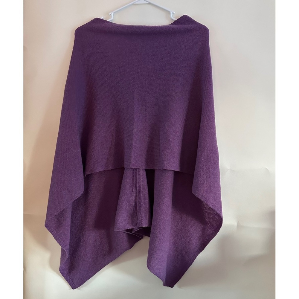 Claudia Nichole 100% Cashmere V-Neck Poncho Purple Draped Wrap One Size